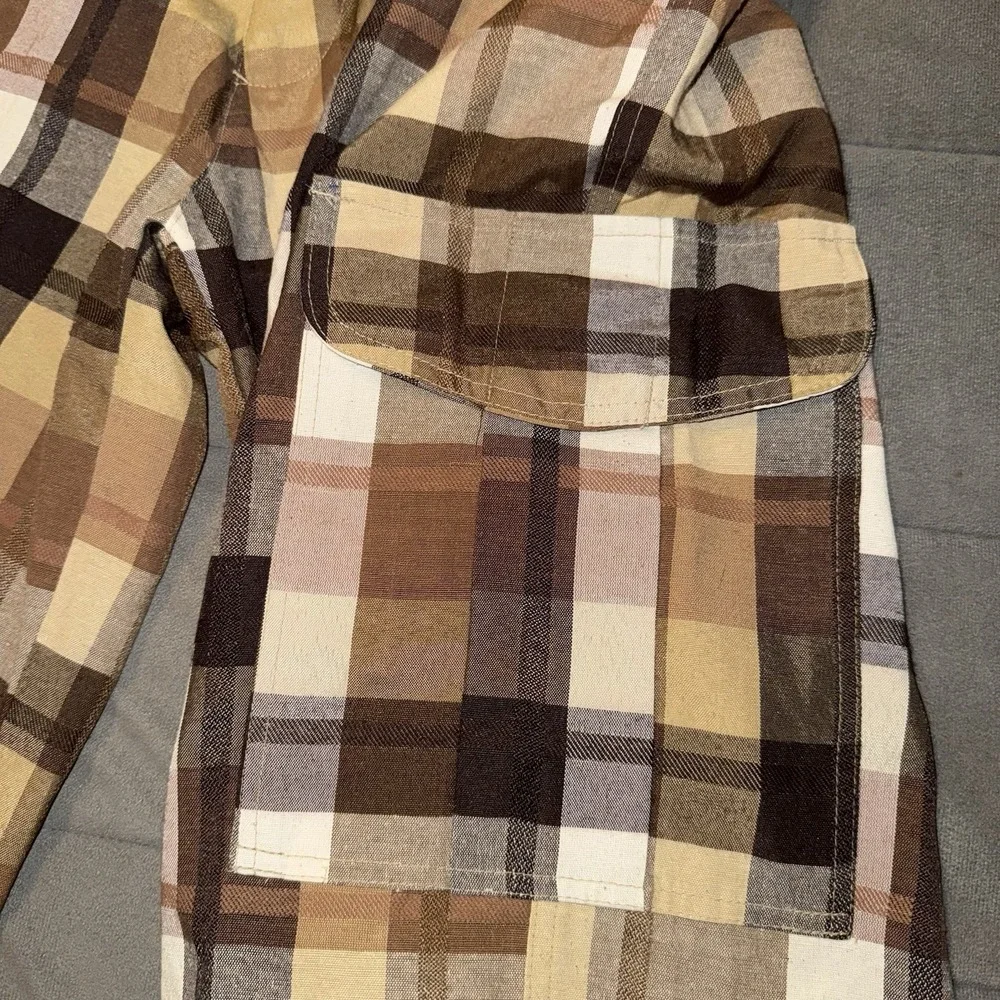 Beyond The Limit Y2K Plaid Cargo Shorts Brown Beige Mens 32 - 2000s Long Shorts